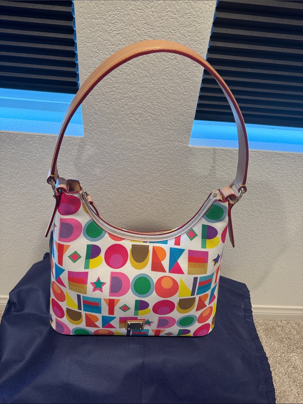 Dooney & Bourke Multicolor Logo Print Hobo Bag - Picture 5 of 17